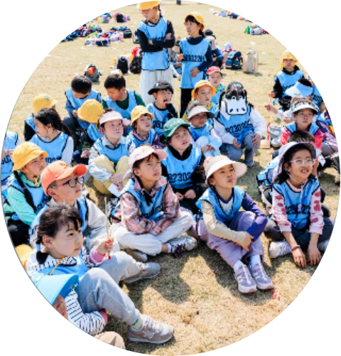 Students attending an outdoor aviation lesson