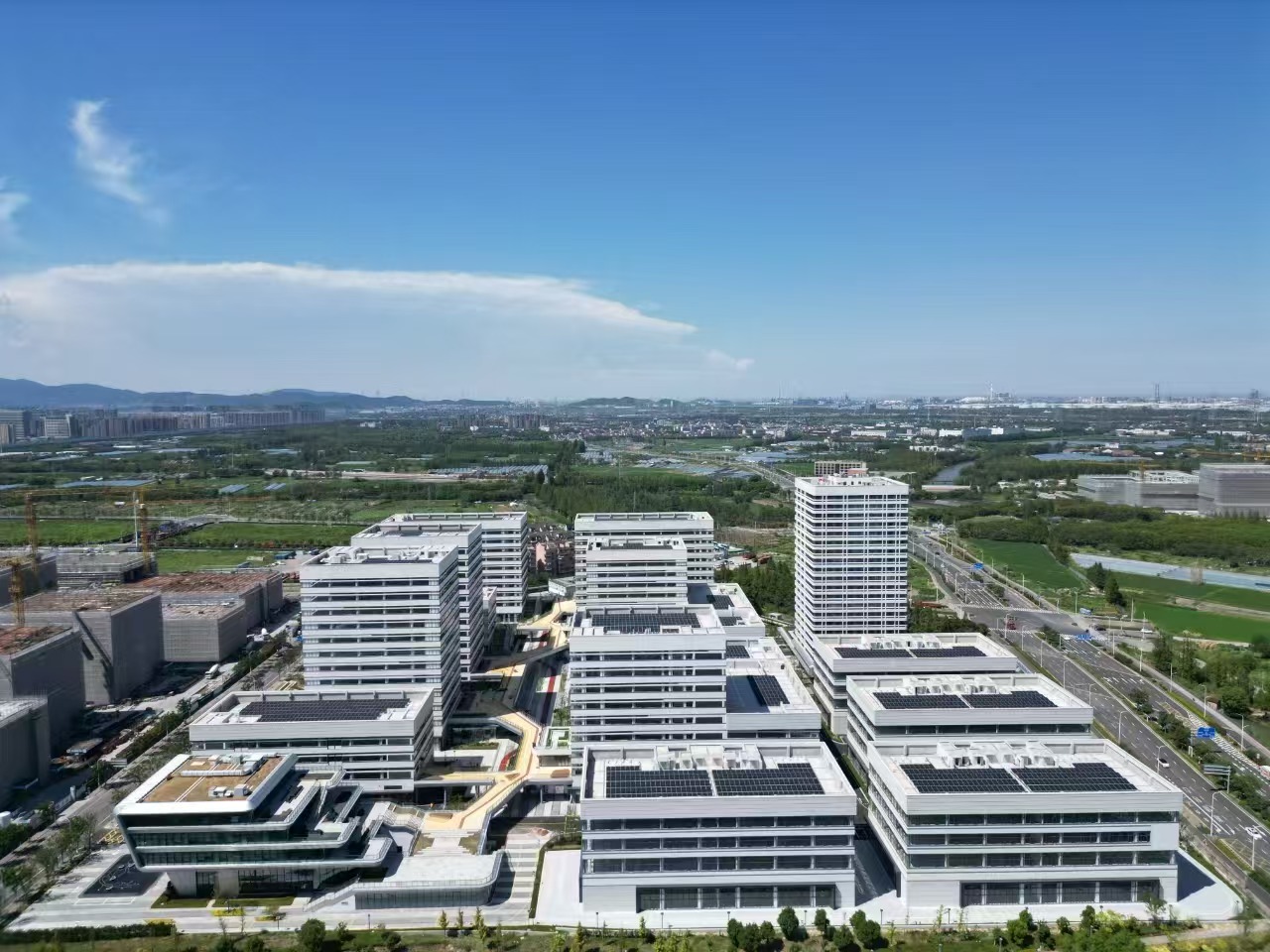 Aerial view of the Skynomics innovation park in Ningbo